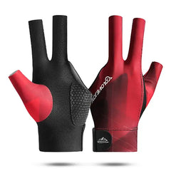 Open Finger Billiard Pool Gloves Adjustable Sticker Polyester Billiard Gloves Portable Lightweight Reusable Training Accessories