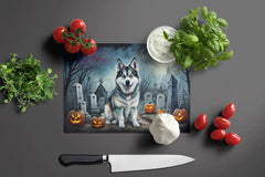 Alaskan Malamute Spooky Halloween Glass Cutting Board