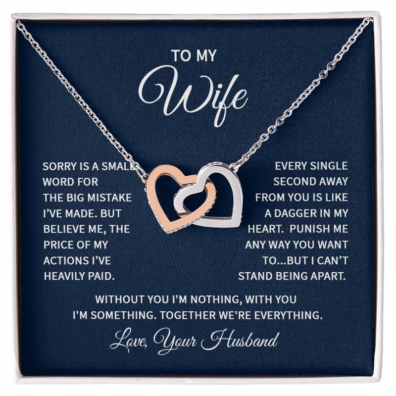 Interlocking Hearts Necklace - For Wife Sorry Is A Small Word