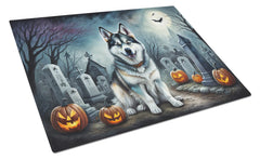 Alaskan Malamute Spooky Halloween Glass Cutting Board